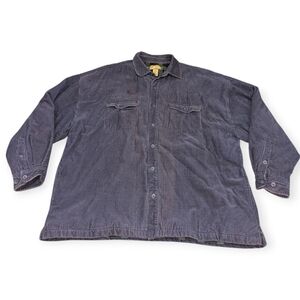 VTG Sun River Blue Corduroy Shacket Fleece Blanket Lined Men's Size XXL